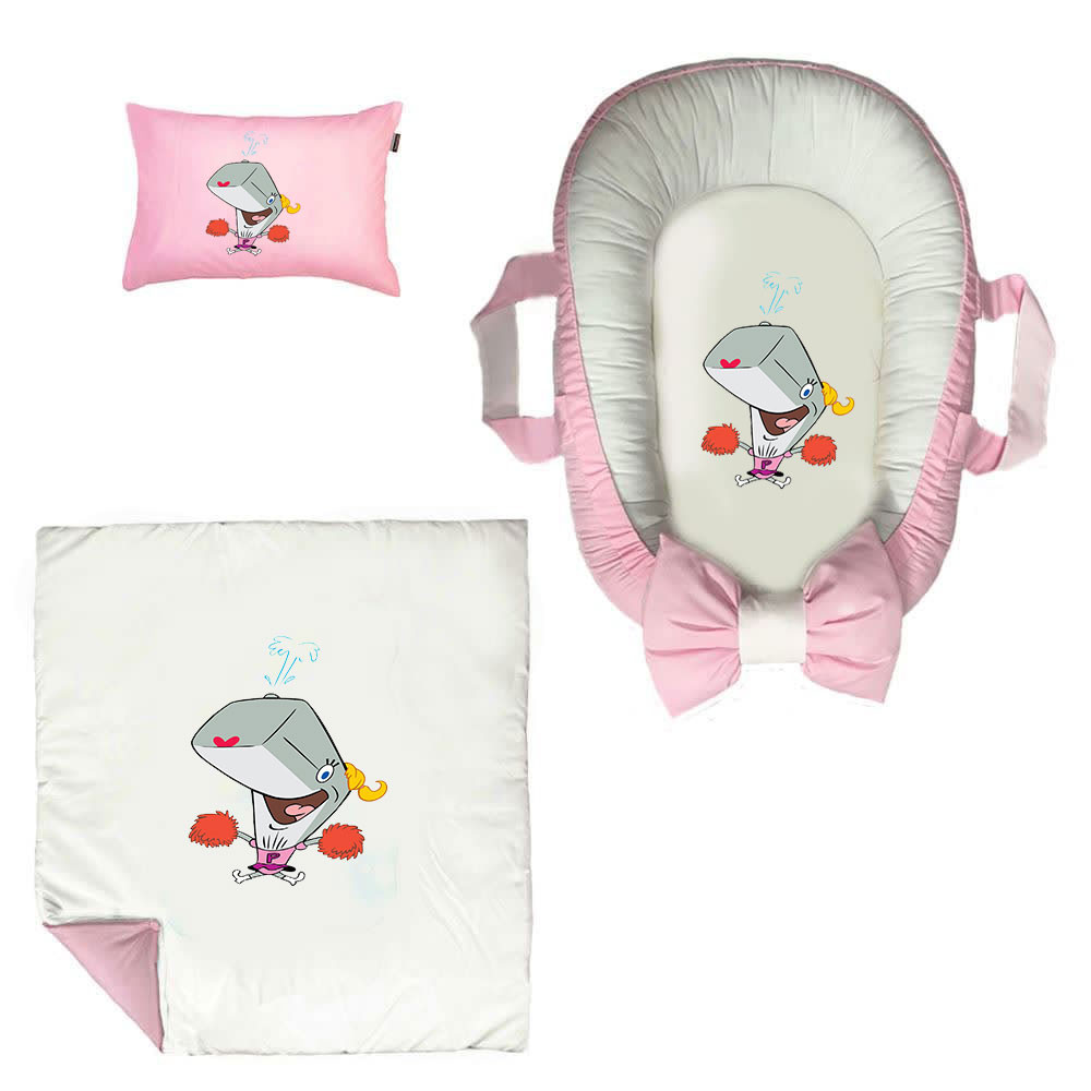 سرویس خواب سه تکه نوزاد ناریکو مدل گارد محافظ دار طرح بچه نهنگ کد 0662