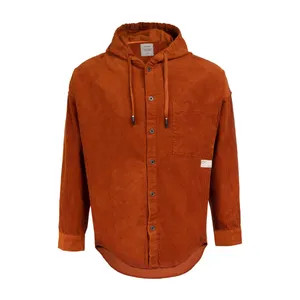 پیراهن آستین بلند مردانه جوتی جینز مدل کلاهدار کبریتی کد 303052 رنگ آجری تیره