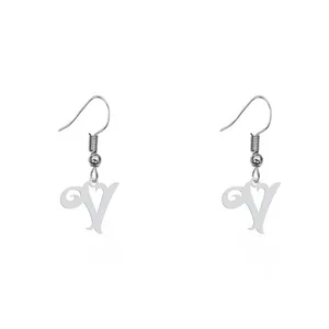 گوشواره نقره زنانه هایکا  مدل n.ha804 طرح حرف V