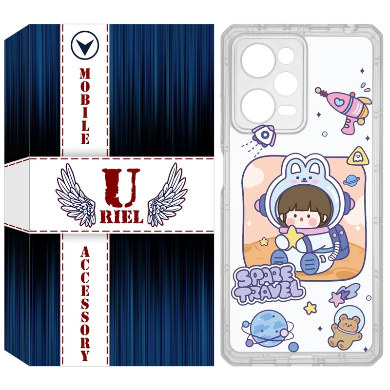 کاور یوریل مدل Clear کد 9 طرح دختر فضانورد مناسب برای گوشی موبایل شیائومی Poco X5 Pro / Redmi Note 12 Pro / Note 12 Pro Plus
