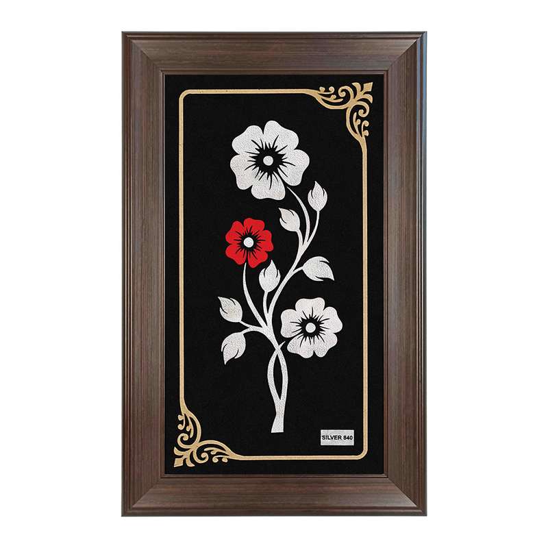 تابلو نقره طرح گل رنگی کد L40