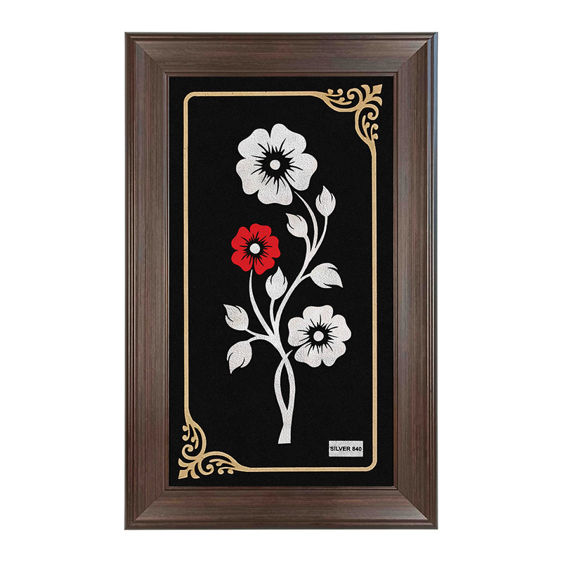 تابلو نقره طرح گل رنگی کد L40