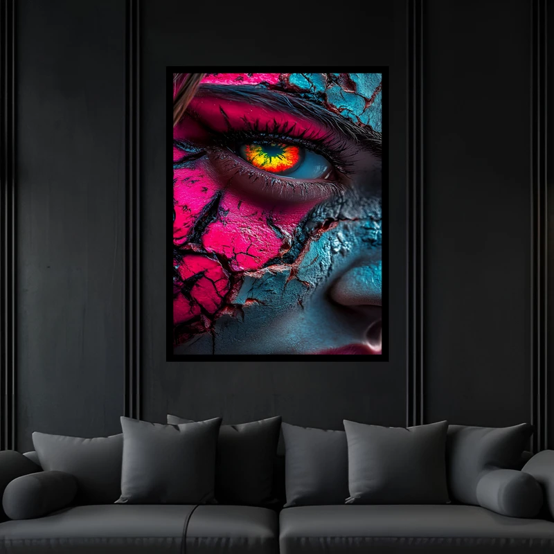 تابلو بکلیت طرح دکوراتیو مدرن ژستیک چهره دخترانه مدل B-bu7145 فریم مشکی