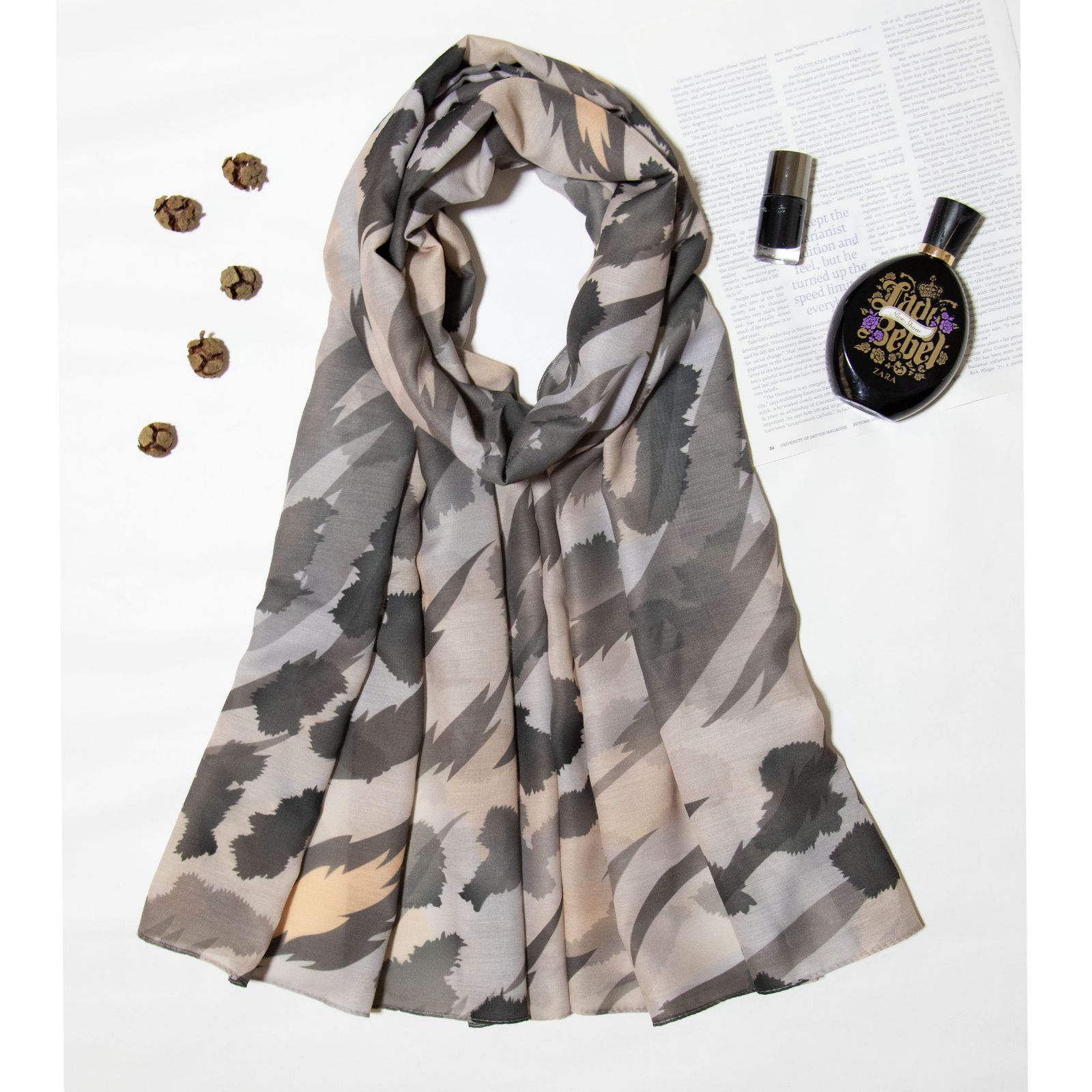 شال زنانه مدل نخی جدید فانتزی شیک با طرح پلنگی کد ana-1415-1 - - 2