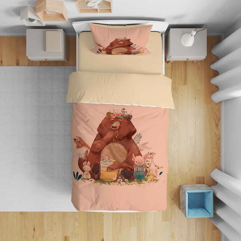 سرویس روتختی نوپه هوم مدل خرسی کد T6031 تک نفره 5 تکه