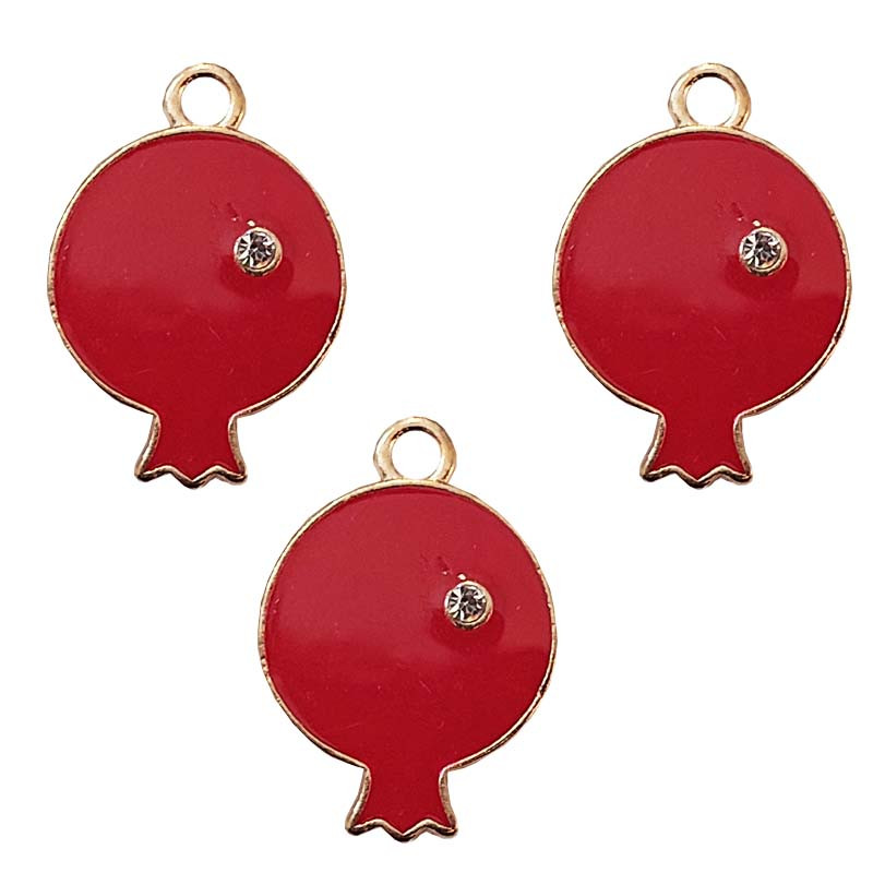 آویز گردنبند دخترانه مدل انار نگین دار کد 200 بسته 3 عددی