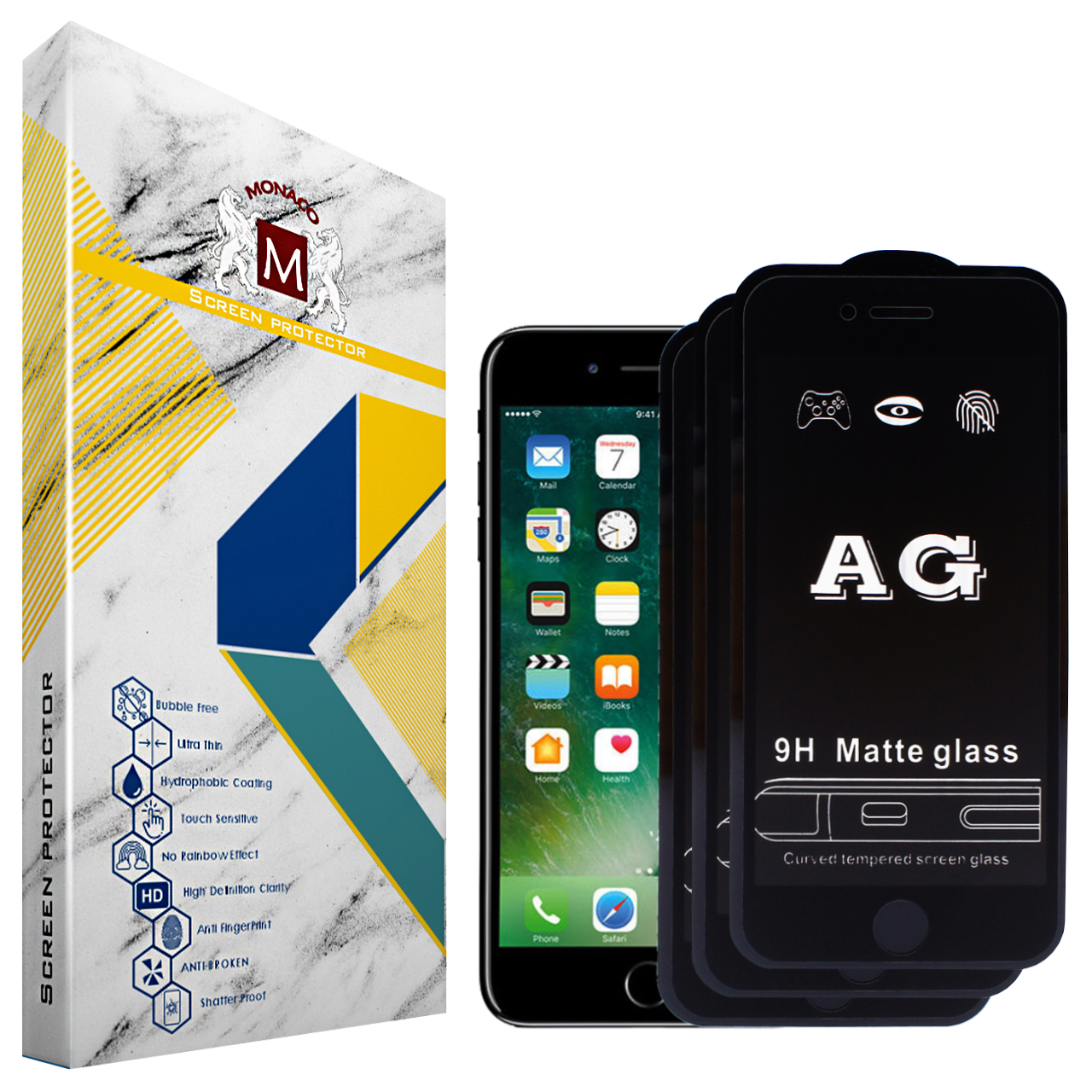 محافظ صفحه نمایش مات موناکو کد TM002 مناسب برای گوشی موبایل اپل iPhone 7 بسته سه عددی