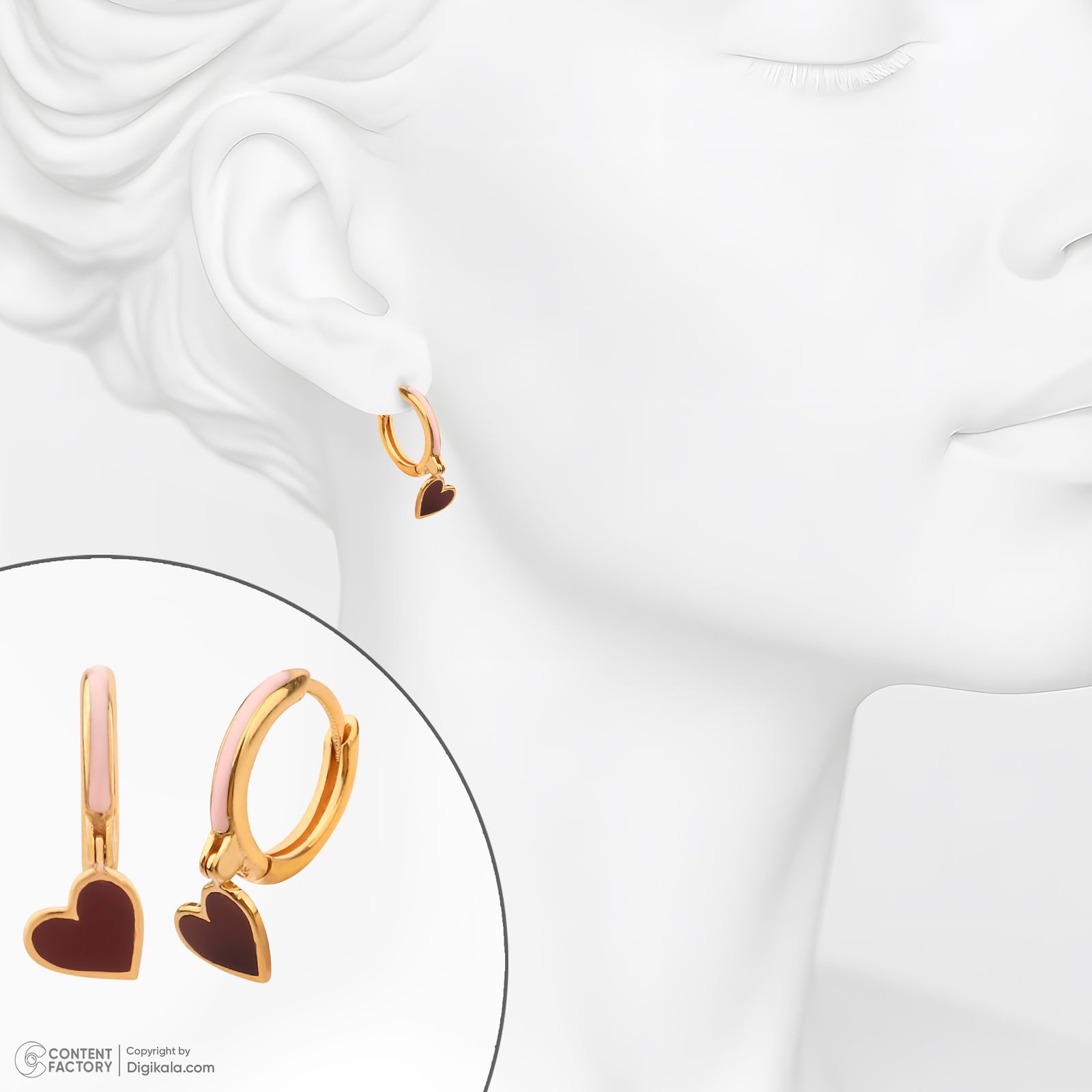 گوشواره حلقه‌ای طلا کم اجرت  18 عیار زنانه گلدم مدل E244013 -  - 6