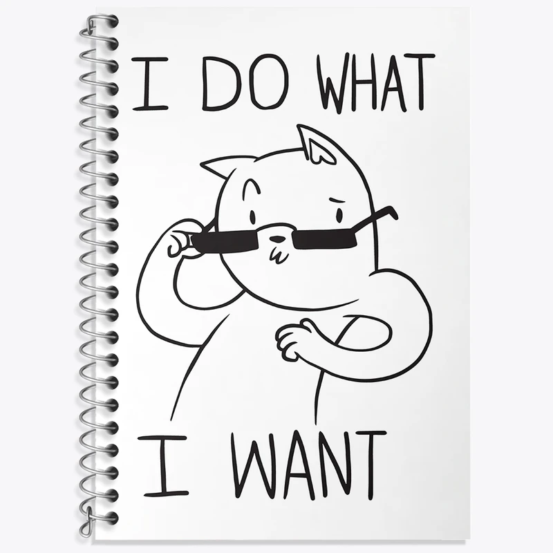 دفتر زبان 50 برگ خندالو مدل دو خط طرح گربه کیوت کد F2531