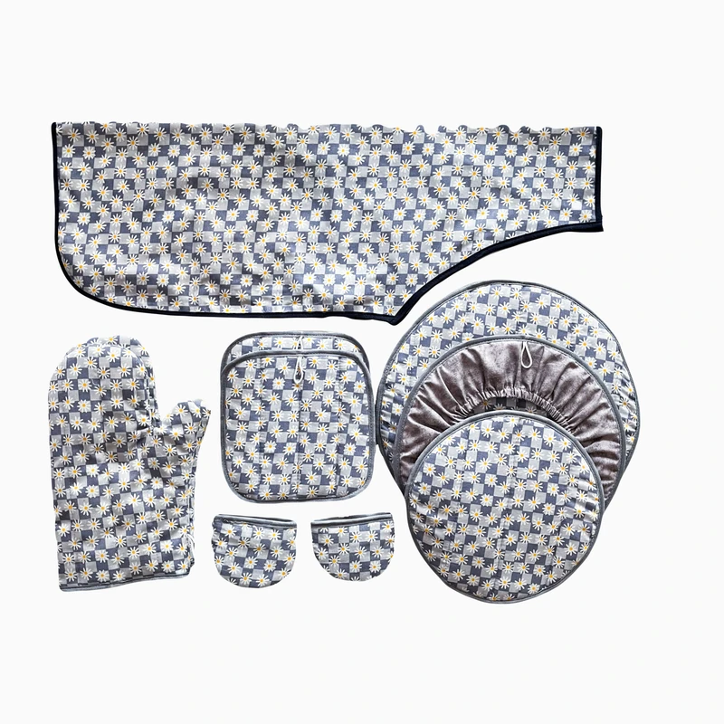 سرویس پارچه ای آشپزخانه مدل بابونه کد 006 مجموعه 10 عددی