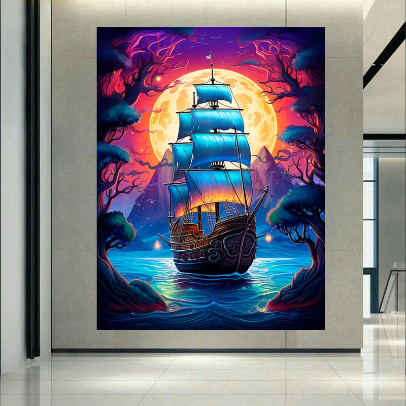 تابلو بوم مدل مخمل طرح کشتی مدل art کد AR302305