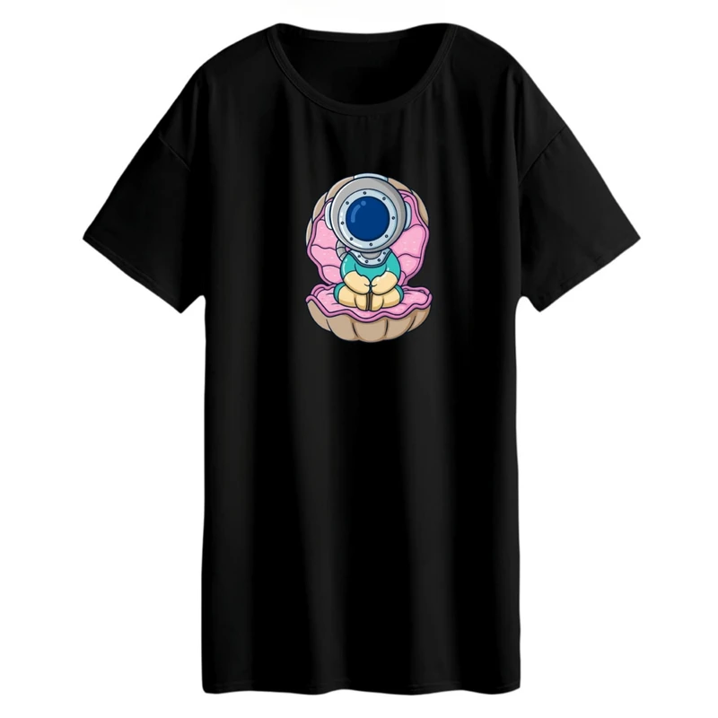 تی شرت لانگ زنانه مدل آدم فضایی کد 04