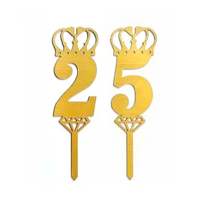 تاپر کیک مدل عدد 25 طرح الماس شمعدار مجموعه 2 عددی