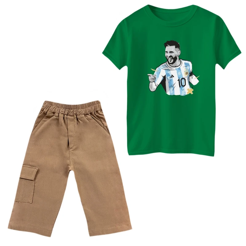 ست تی‌شرت و شلوارک پسرانه مدل مسی کد 1