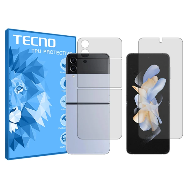 محافظ صفحه نمایش شفاف تکنو مدل HyGEL مناسب برای گوشی موبایل سامسونگ Galaxy Z Flip4 به همراه محافظ پشت گوشی 