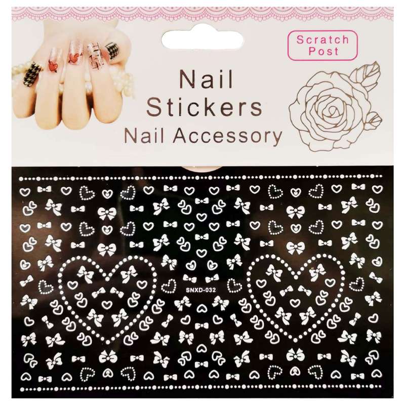 استیکر طراحی ناخن مدل پاپیون قلبی کد SNXD-032