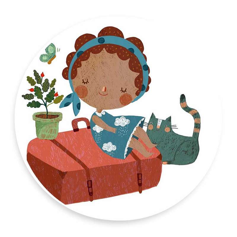 دیوارکوب طرح دختربچه و گربه مدل wtb258