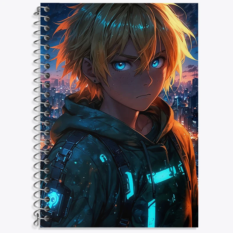 دفتر زبان 50 برگ خندالو مدل سه خط طرح پسر انیمه ای کد N1935