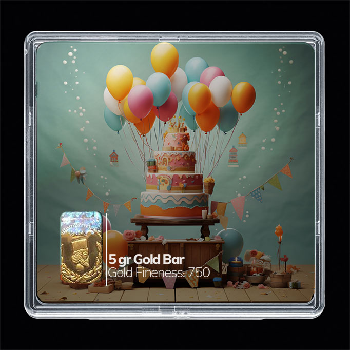 شمش طلا 18 عیار مدوپد مدل کیک تولد  کد SG10606