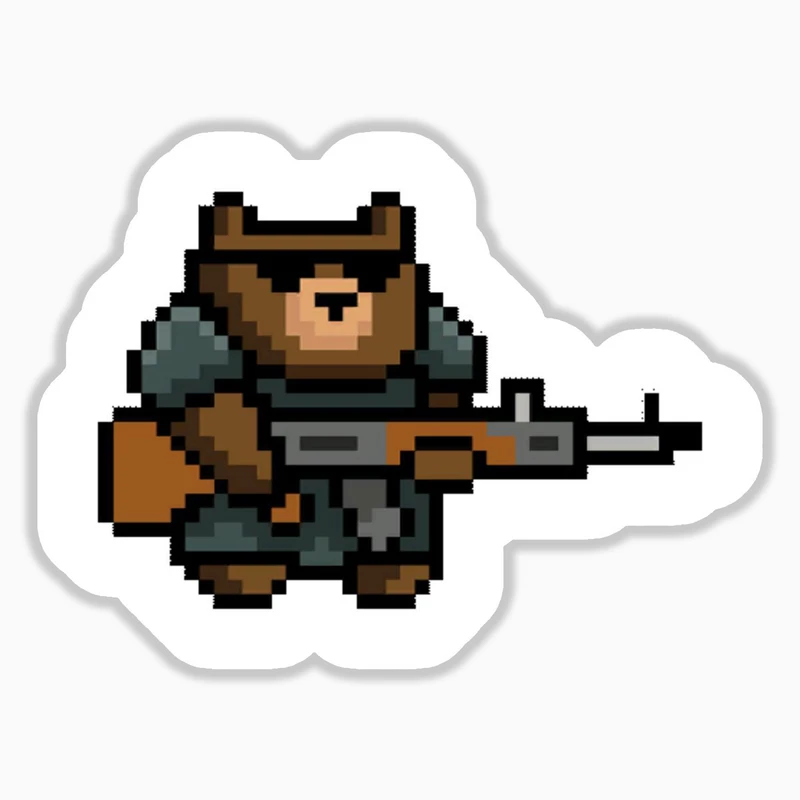 استیکر لپ تاپ و موبایل بووم طرح خرس پیکسلی کد N16