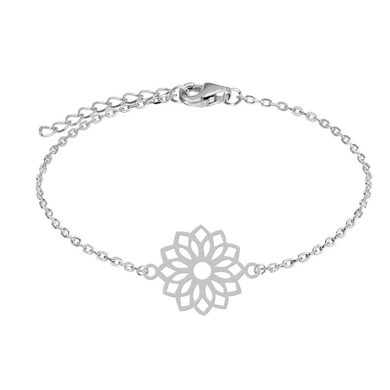 دستبند زنجیری زنانه هایکا طرح گل هندسی کد zd.h 420