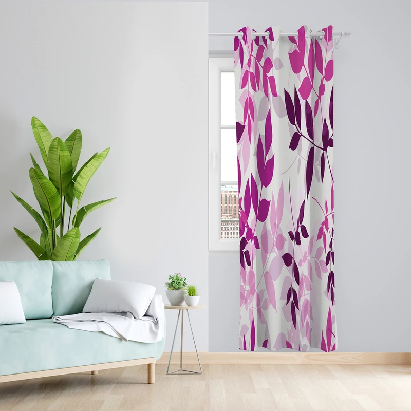 پرده طرح برگ مدل مخمل پانچی کد 2192 z سایز 140x200 سانتی متر