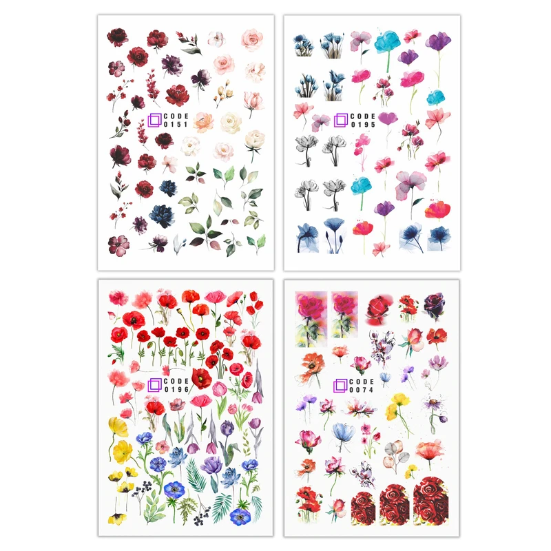 برچسب لنز ناخن مدل گل مجموعه 4 عددی 