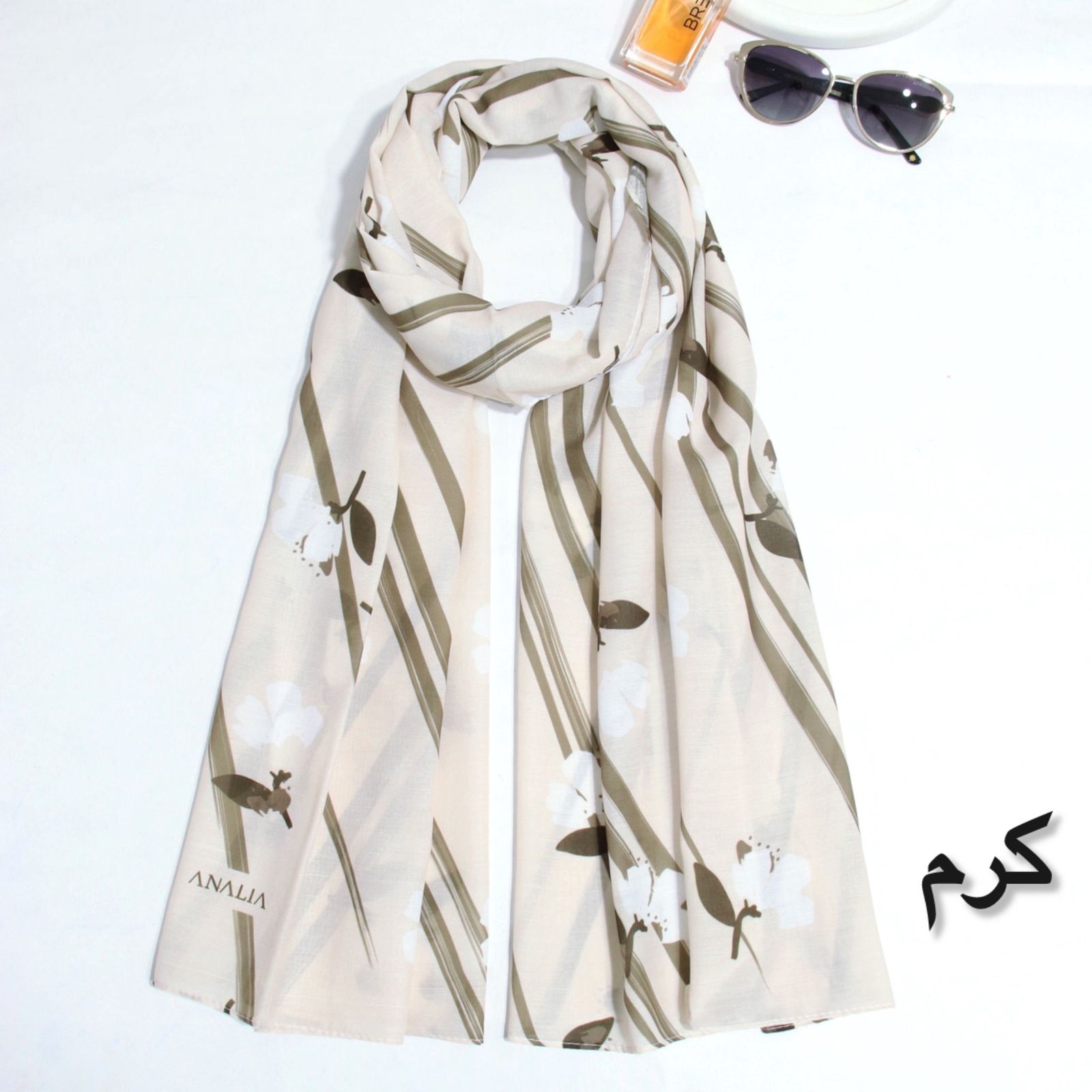 شال زنانه مدل نخی تابستانه خنک با طرح گل گلی کد ana-7086 -  - 11