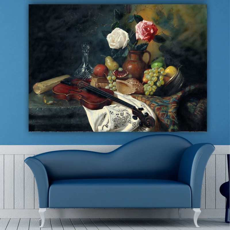 تابلو بوم طرح کلاسیک مدل میوه و ویالون کد BK1601