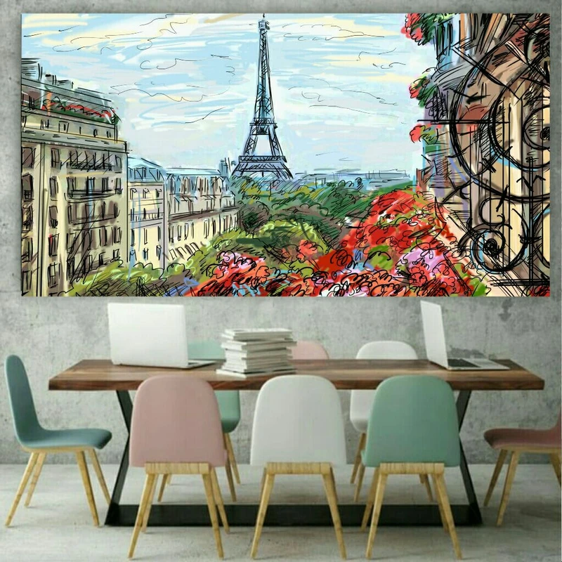  پوستر دیواری طرح هنری برج ایفل مدل ZB103