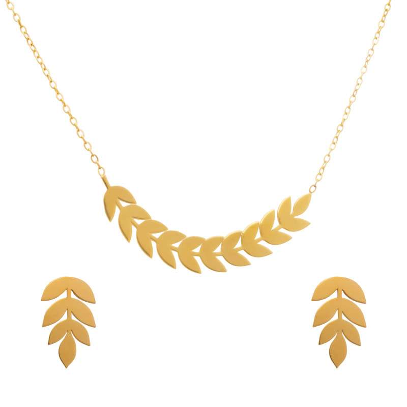 نیم ست طلا 18 عیار زنانه مدل برگ گندمی نیم ست طلا 18 عیار زنانه مدل برگ گندمی