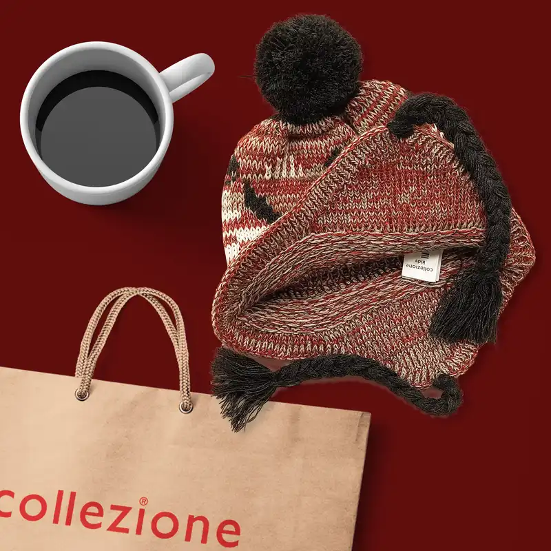 کلاه بافتنی بچگانه کولزیون مدل هندسی کد 61803