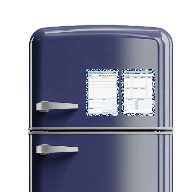 تخته وایت برد لاژید مدل آهنربایی طرح پلنر هفتگی و روزانه سایز 20X30 سانتیمتر مجموعه 2 عددی