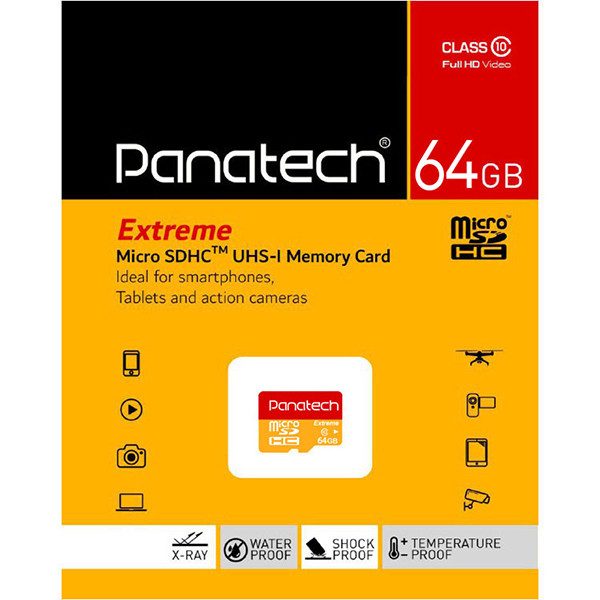 کارت حافظه‌ microSDXC پاناتک مدل Extreme کلاس 10 استاندارد UHS-I U1 سرعت 30MBps ظرفیت 64 گیگابایت
