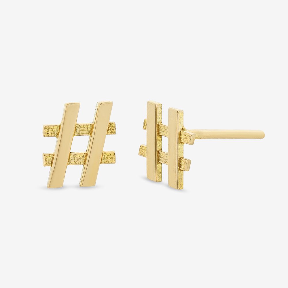 گوشواره میخی طلا 18 عیار زنانه طلای صداقت مدل EM9 هشتگ