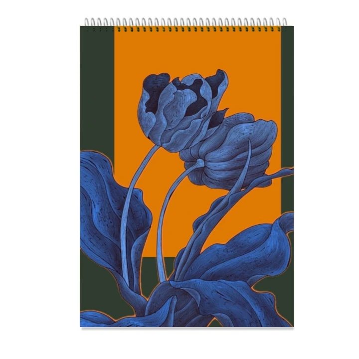 دفتر شطرنجی 100 برگ طرح FLOWER BLUE 