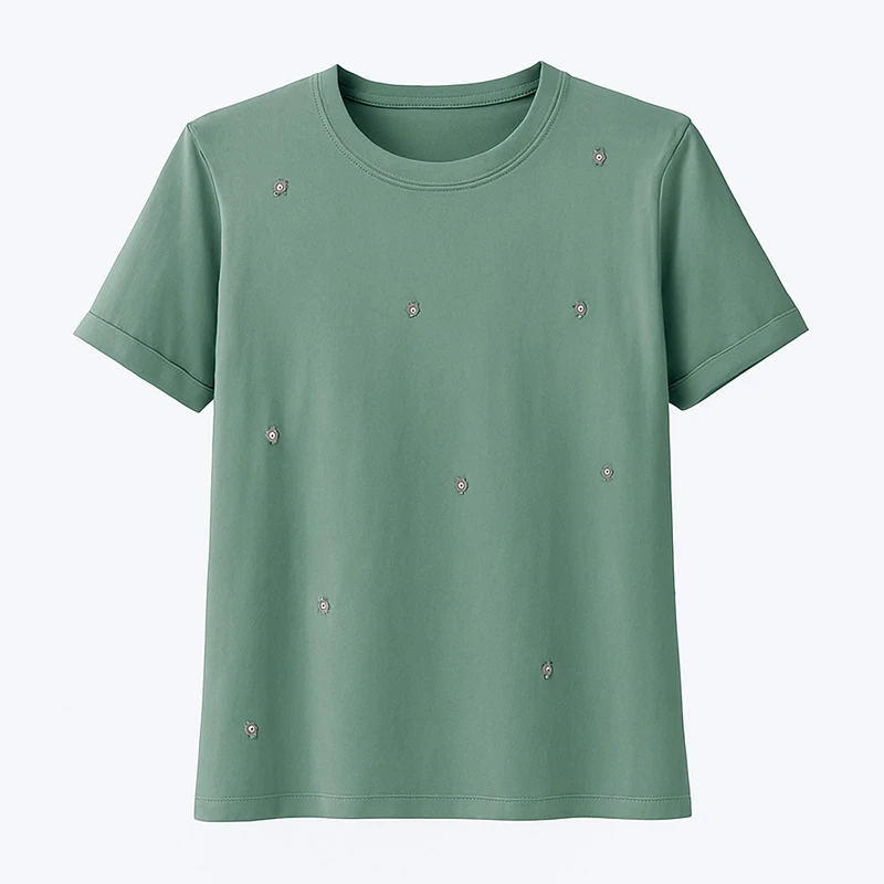 تی‌شرت آستین کوتاه زنانه ایپلیک زی مدل سنگ دوزی کد IP55.2