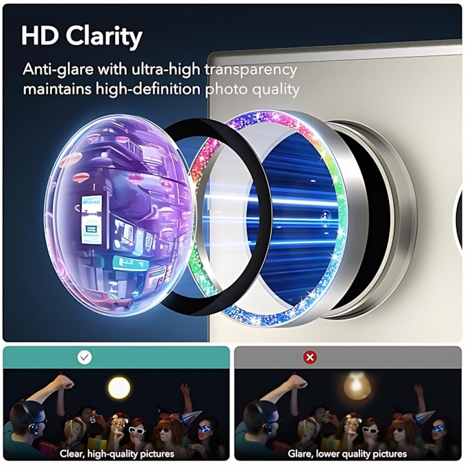 محافظ لنز دوربین چلیپا مدل Luminous مناسب برای گوشی موبایل سامسونگ Galaxy S24 Ultra