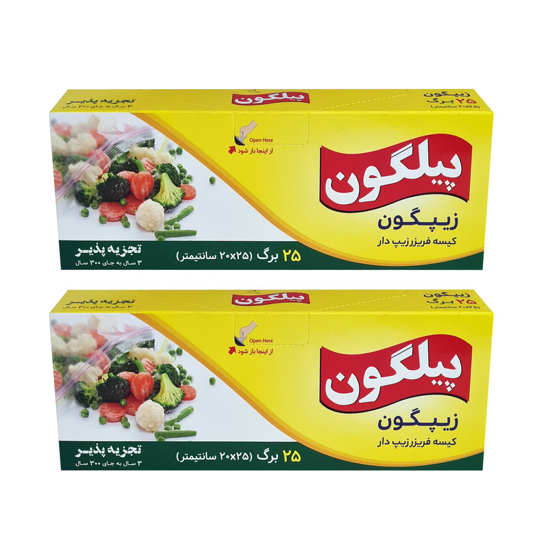 کیسه زیپ دار پیلگون مدل 25x20 بسته 2 عددی