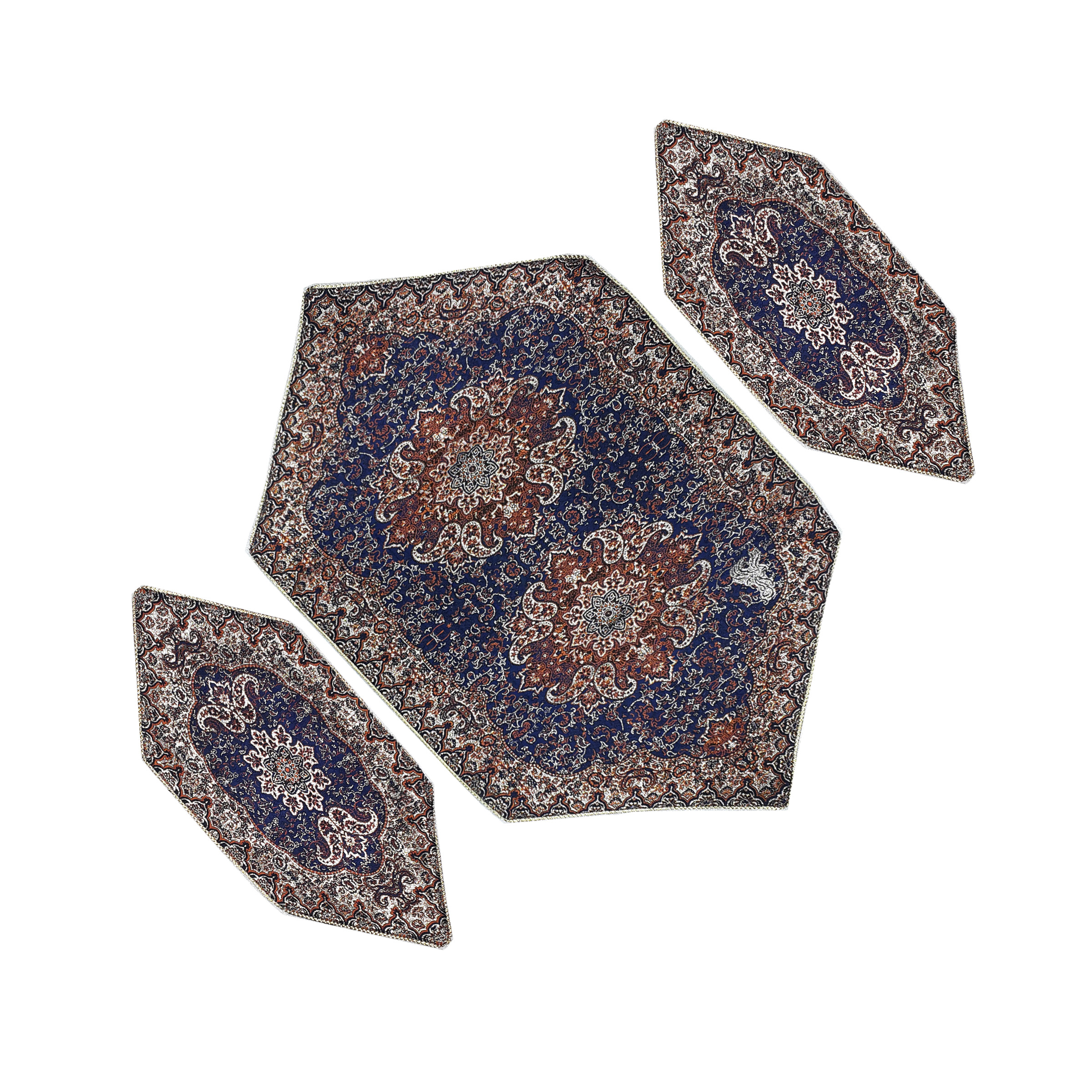 ست 3 تکه رومیزی ترمه مدل گوهر کد QENSRMH3-3