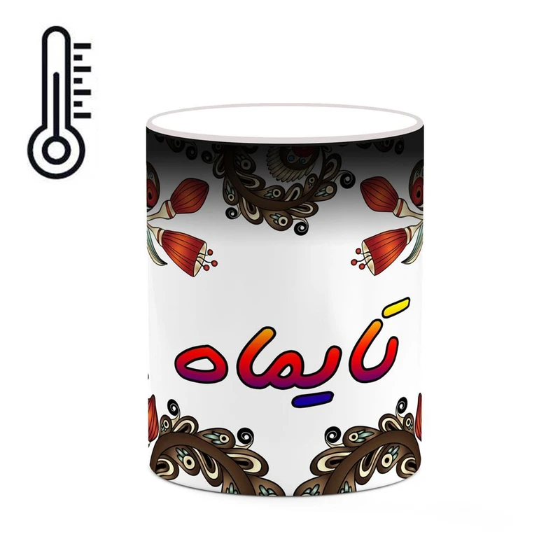 ماگ حرارتی کاکتی مدل اسم تایماه طرح سنتی گل و بته کد mgh44538