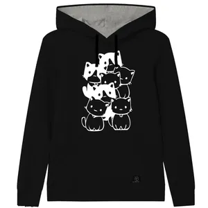 هودی دخترانه 27 مدل cats کد V09 رنگ مشکی