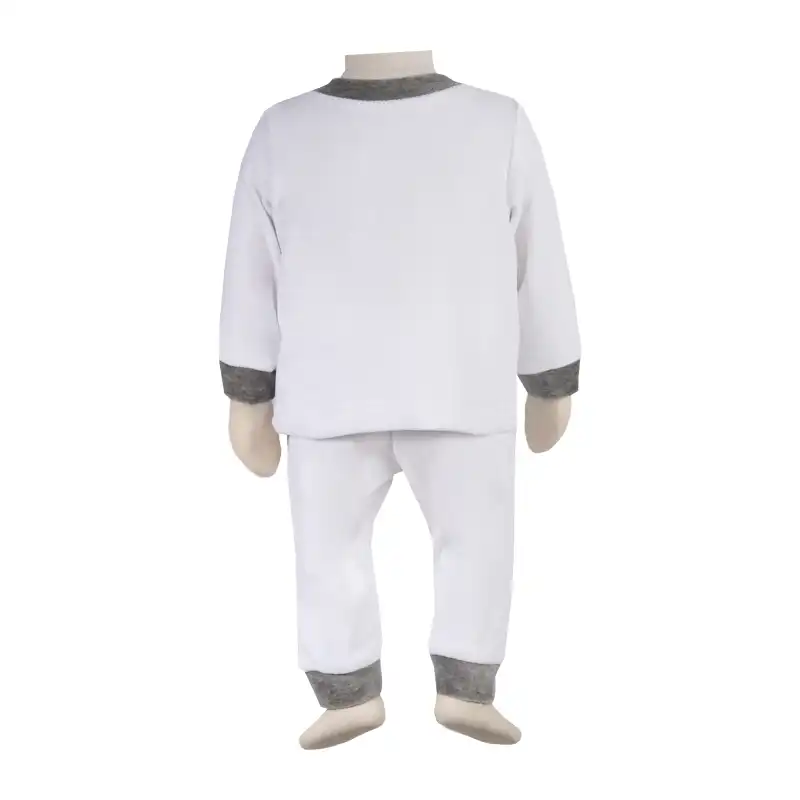 ست تی شرت آستین بلند و شلوار نوزادی آدمک مدل 0011 کد 119732 رنگ سفید