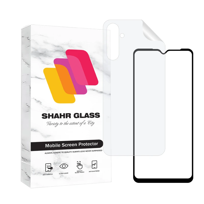 محافظ صفحه نمایش شهر گلس مدل FUNABKSH مناسب برای گوشی موبایل سامسونگ Galaxy A14 4G / A14 5G به همراه محافظ پشت گوشی