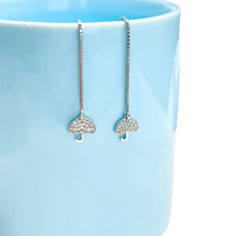 گوشواره نقره زنانه مدل بخیه چتری RZZDEH-032