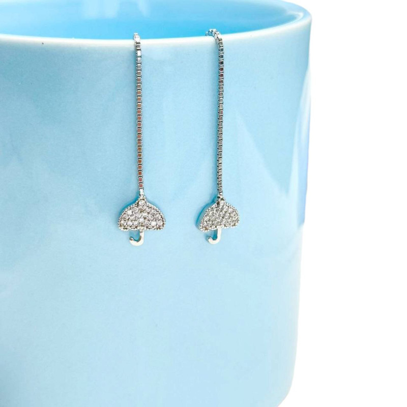 گوشواره نقره زنانه مدل بخیه چتری RZZDEH-032