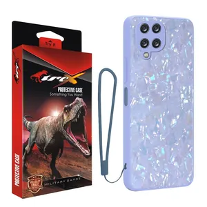 کاور تی رکس مدل Marble Strap مناسب برای گوشی موبایل سامسونگ Galaxy A12 به همراه بندآویز