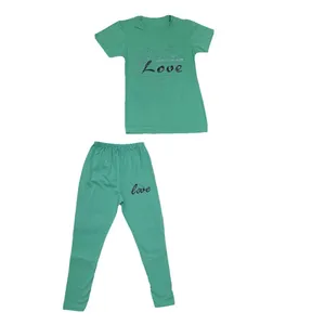 ست تی شرت و شلوار دخترانه مدل لاو001