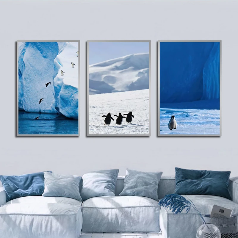 تابلو بکلیت طرح اقیانوس یخی و پنگوئن مدل SI-3021 مجموعه 3 عددی