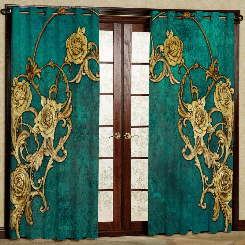 پرده مدل گل دار هازان پانچی کد 2640 سایز 140x200 سانتی متر